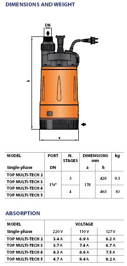 TOP Multi-Tech 5 110V AUTOMATIC Cistern Pump With Pressure Tank & Tee TOP Multi-Tech 5 110V AUTOMATIC Cistern Pump With Pressure Tank & Tee
